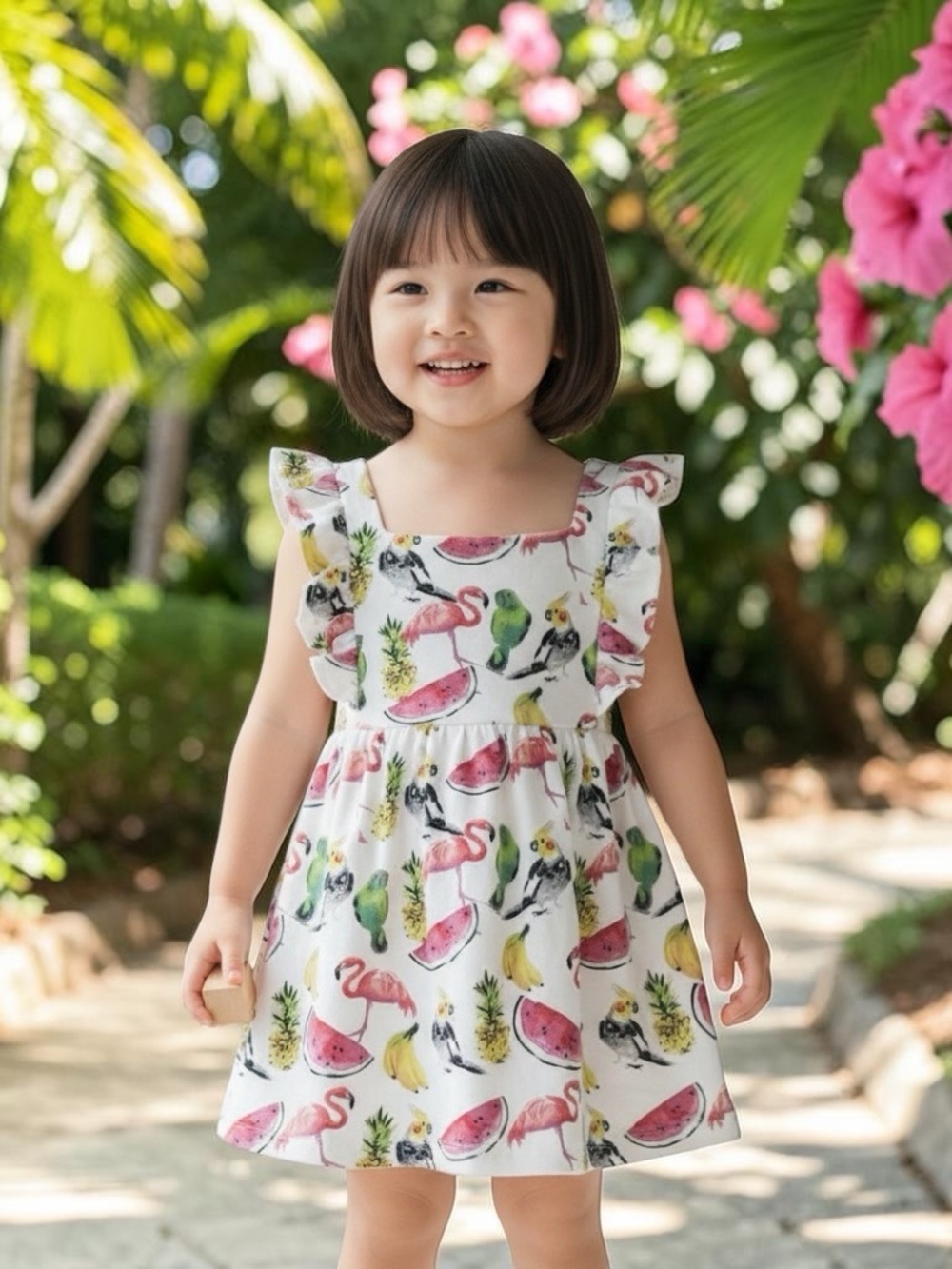 Yamp! Tropical Print Toddler Dress Size 24 Months